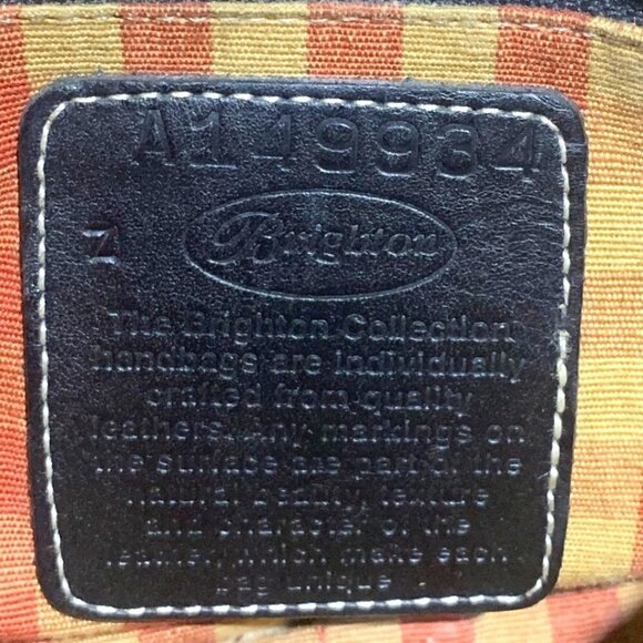 Brighton Leather Rect Shoulder Bag Purse Black and Brown Woven Straps - Picture 11 of 13